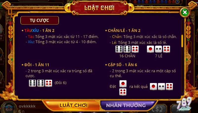 Tất tần tật về các cửa cược trong Sicbo tài phú
